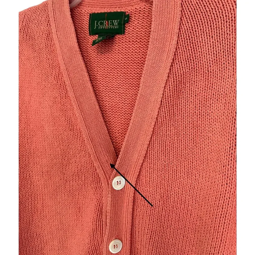 J. Crew Vintage Outfitters Heavyweight Cotton Cardigan Sweater Coral Size S